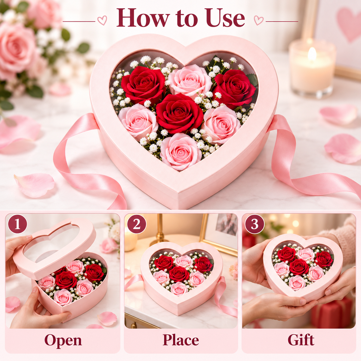 Carewellin Heart Rose Gift Box Decoration