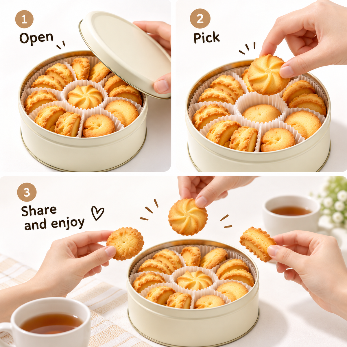 Carewellin Classic Butter Cookie Gift Tin – Assorted Cookies for Gifting & Sharing