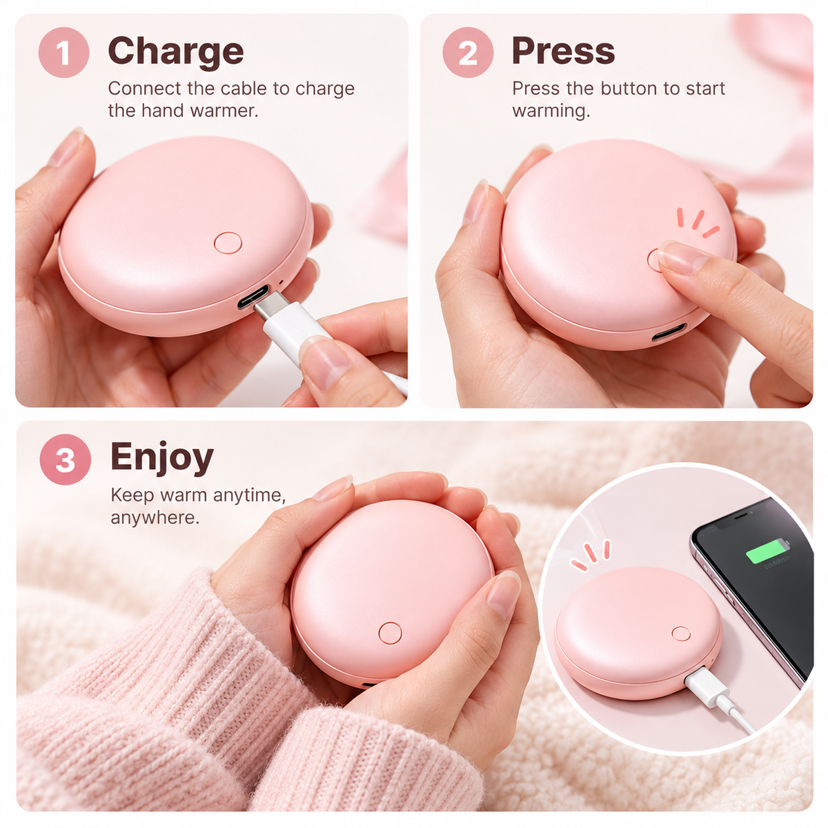 Carewellin 2-in-1 Hand Warmer & Power Bank Gift Set – Compact Rechargeable Gift