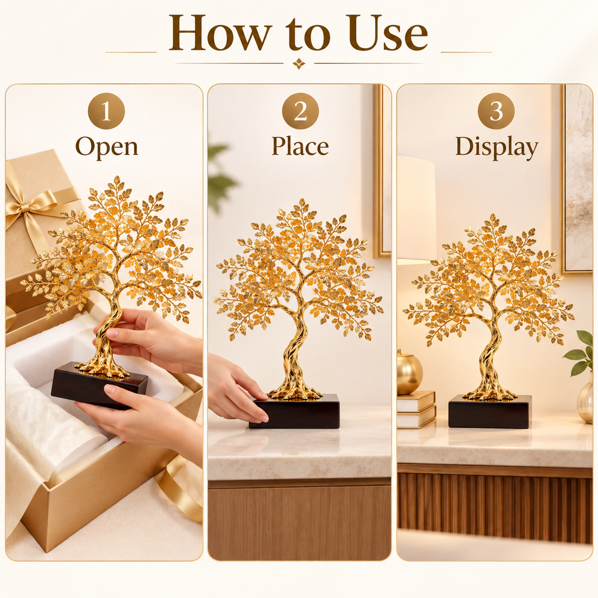 Carewellin Golden Tree Decorative Figurine