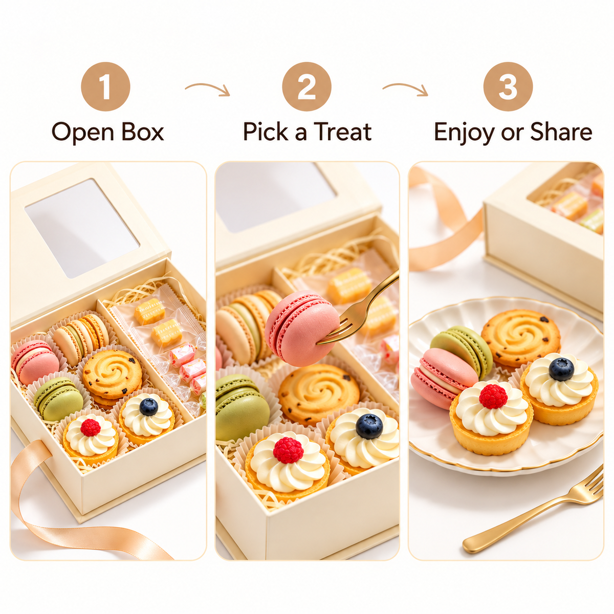 Carewellin Assorted Sweet Treat Gift Box – Macarons, Pastries & Candies for Sharing
