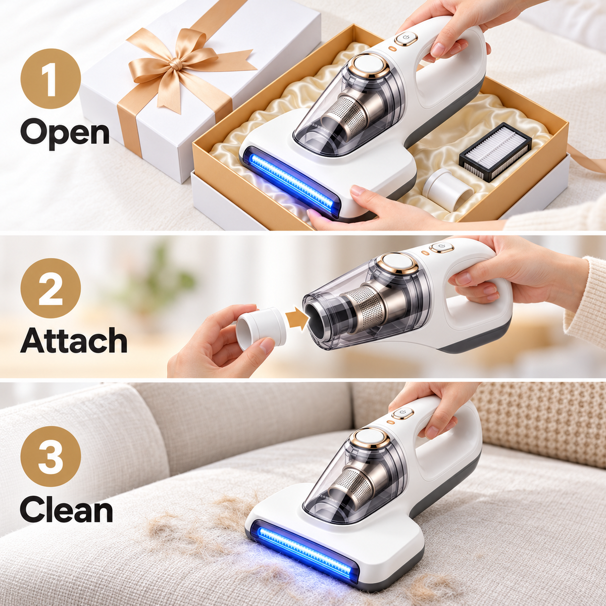 Carewellin Handheld Home Vacuum Gift Set – Compact Cleaner for Fabric Surfaces