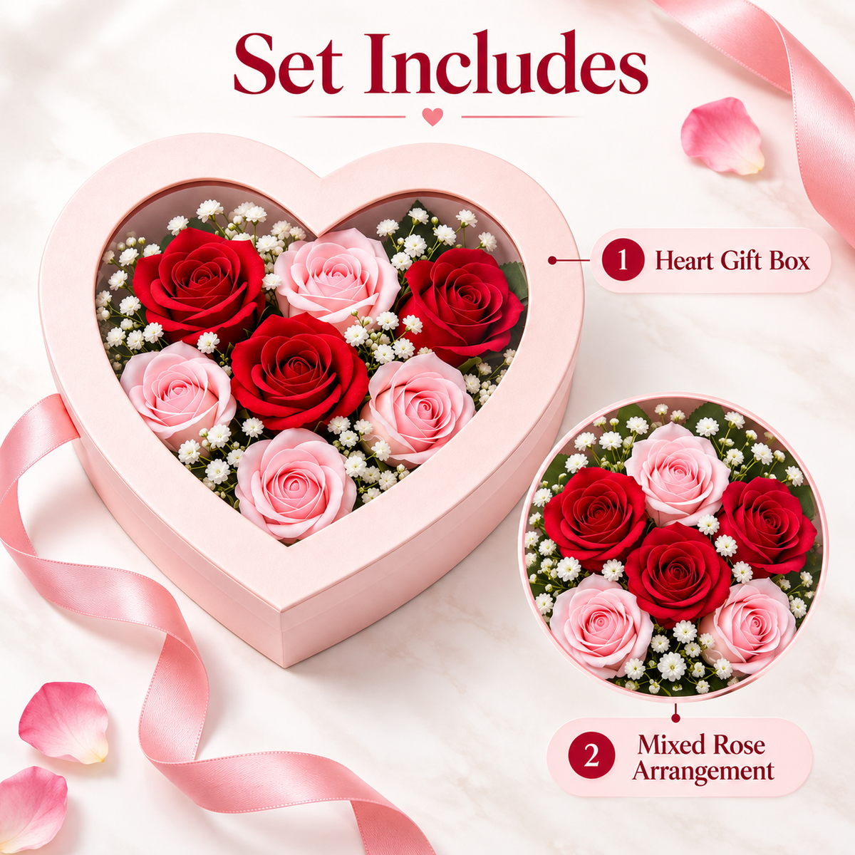 Carewellin Heart Rose Gift Box Decoration