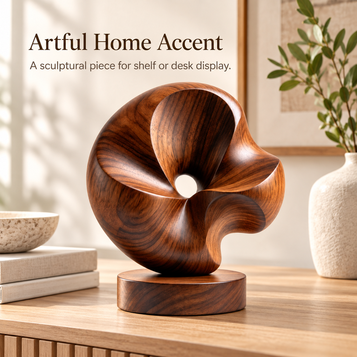 Carewellin Abstract Wood-Grain Sculpture – Decorative Desk & Shelf Gift