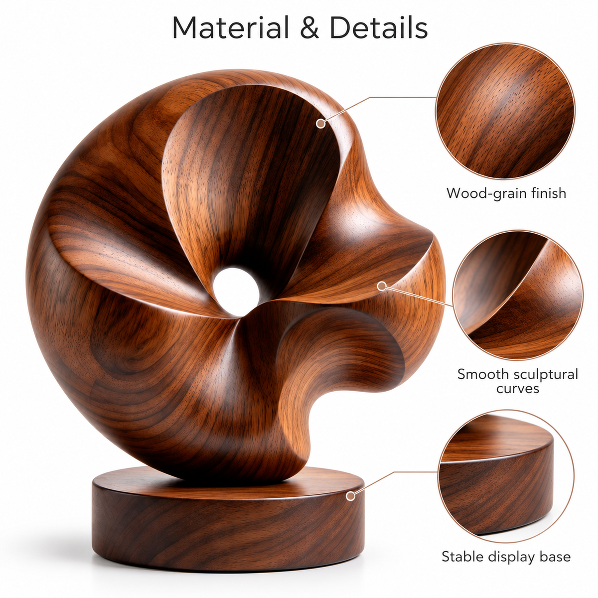 Carewellin Abstract Wood-Grain Sculpture – Decorative Desk & Shelf Gift