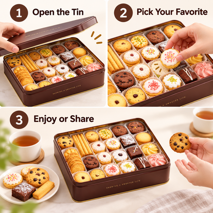 Carewellin Assorted Cookie & Treat Gift Tin – A Sweet Gift for Sharing