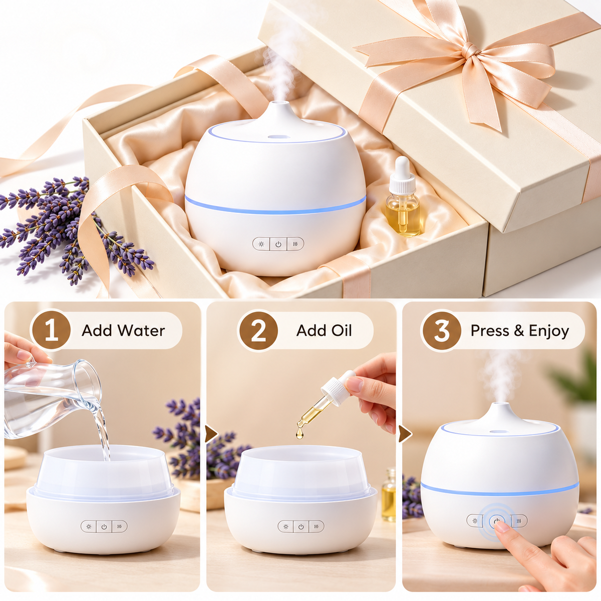 Carewellin Aroma Diffuser Gift Set – Fine Mist & Soft Light Home Gift