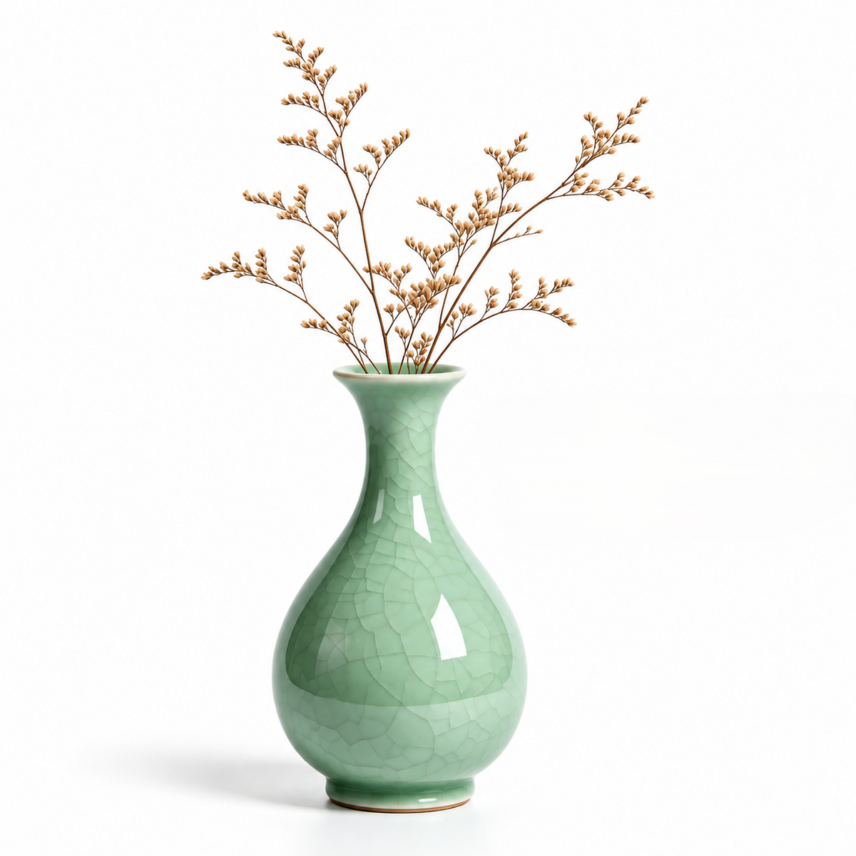 Carewellin Green Crackle Glaze Ceramic Vase Gift – Decorative Home Accent