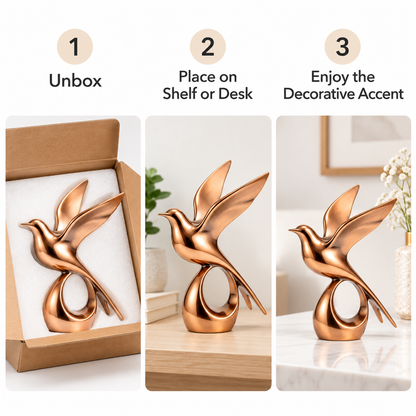 Carewellin Modern Flying Bird Sculpture Gift – Rose Gold Home Decor Accent