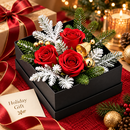 Carewellin Christmas Rose Floral Gift Box