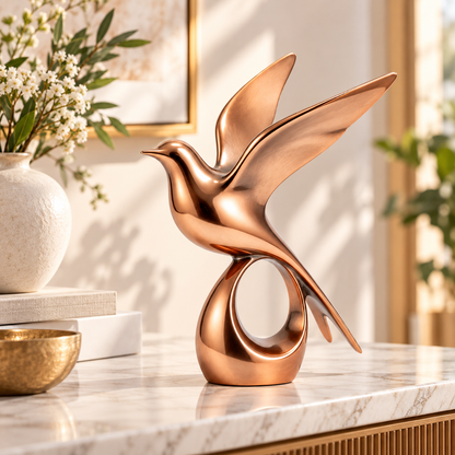 Carewellin Modern Flying Bird Sculpture Gift – Rose Gold Home Decor Accent