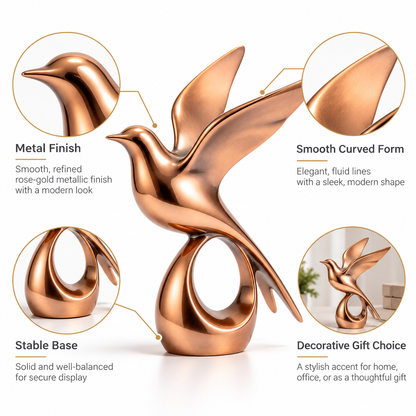 Carewellin Modern Flying Bird Sculpture Gift – Rose Gold Home Decor Accent