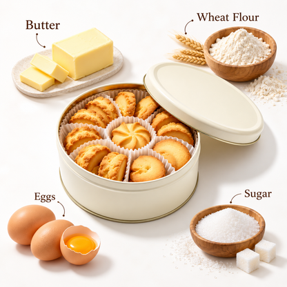 Carewellin Classic Butter Cookie Gift Tin – Assorted Cookies for Gifting & Sharing