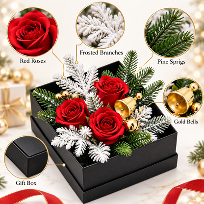 Carewellin Christmas Rose Floral Gift Box
