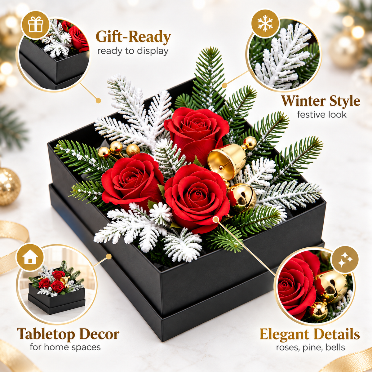 Carewellin Christmas Rose Floral Gift Box