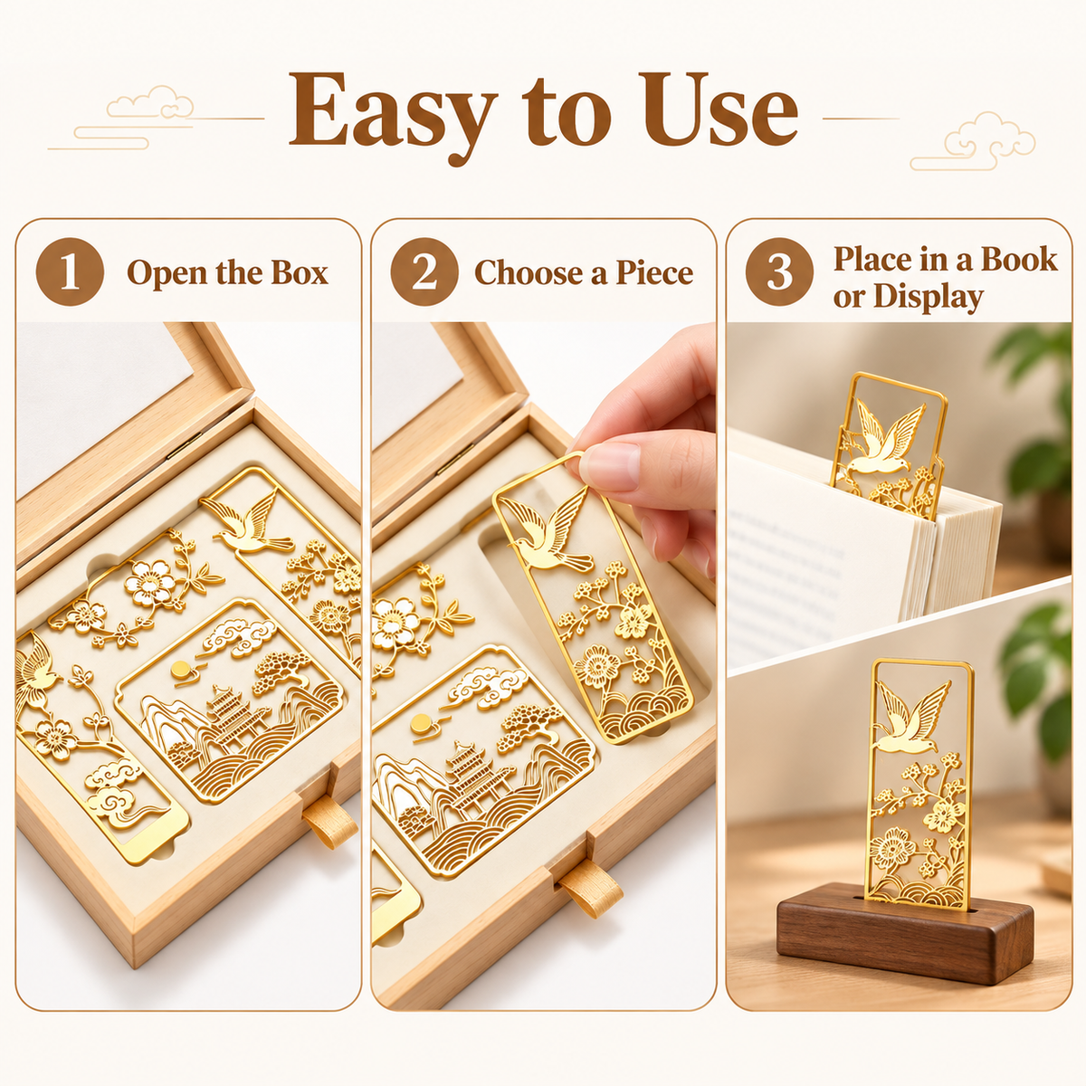 Carewellin Oriental Art Metal Bookmark Gift Set – Decorative Cutout Bookmark Collection