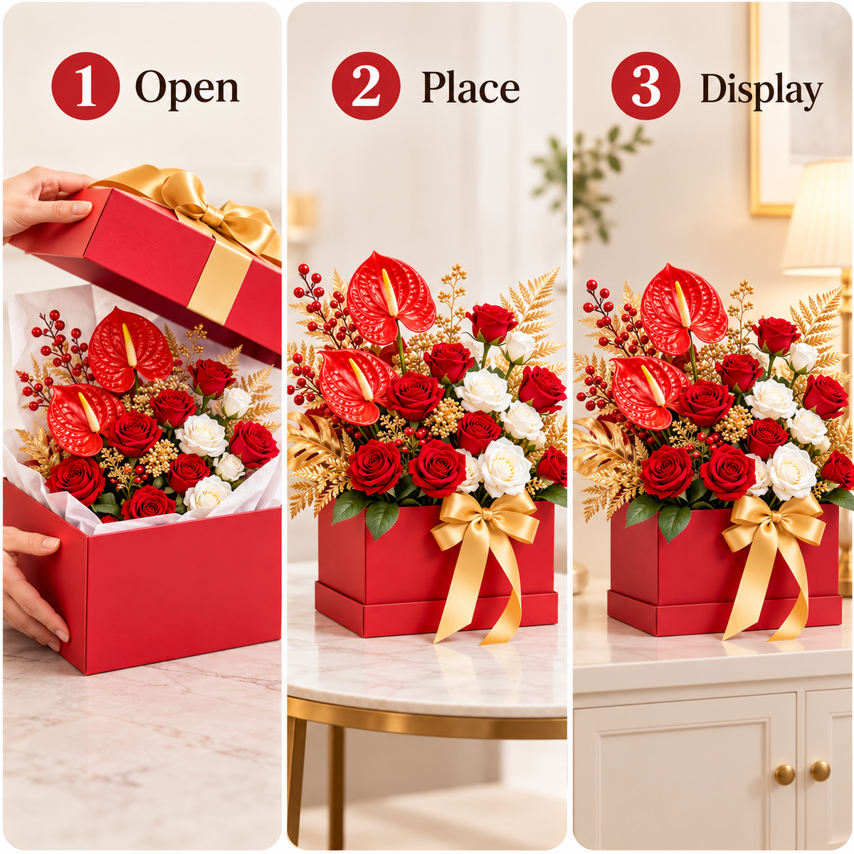 Carewellin Red Rose Floral Gift Box