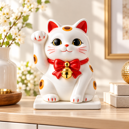 Carewellin Cute Lucky Cat Ceramic Desk Decor