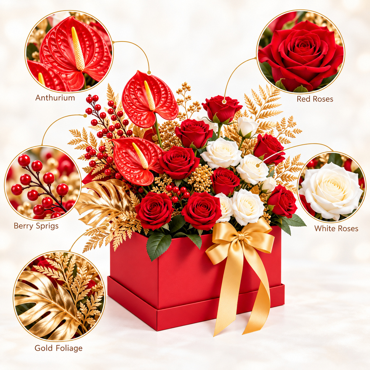 Carewellin Red Rose Floral Gift Box