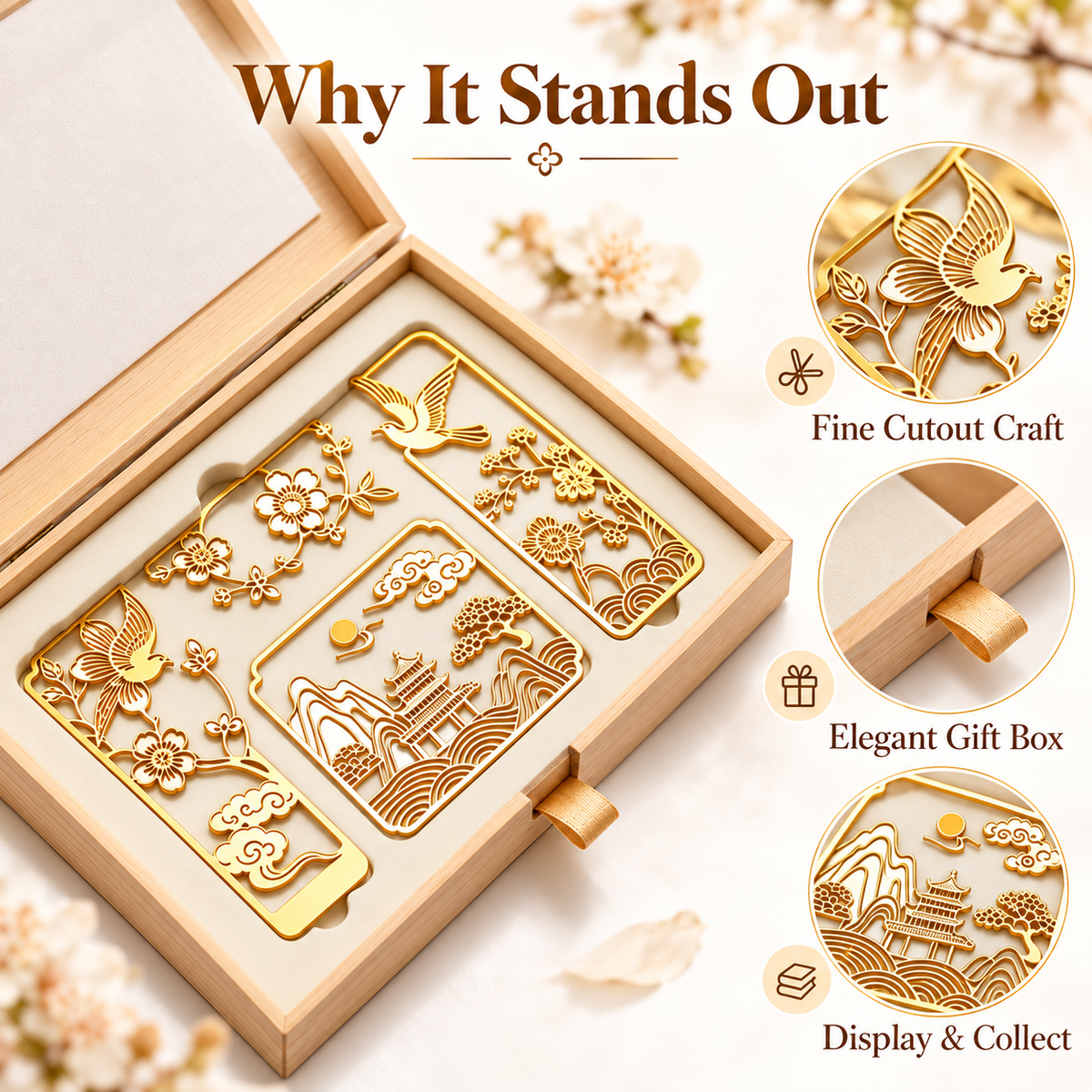 Carewellin Oriental Art Metal Bookmark Gift Set – Decorative Cutout Bookmark Collection