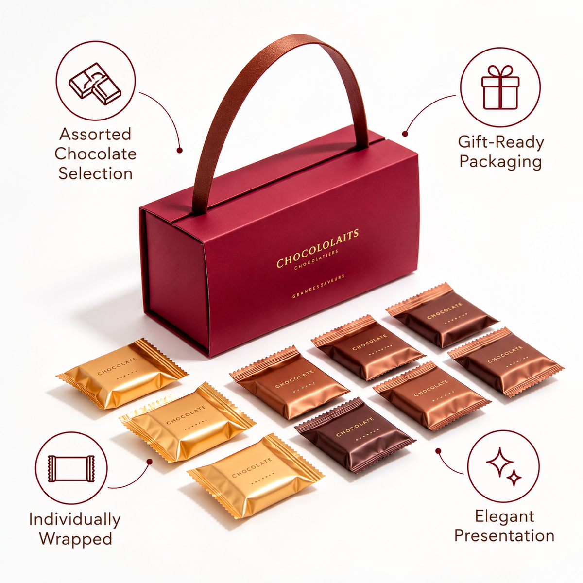 Carewellin Assorted Chocolate Gift Box – Individually Wrapped Chocolates for Gifting & Sharing