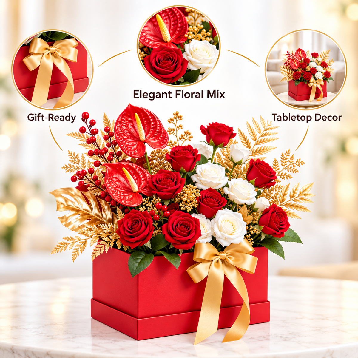 Carewellin Red Rose Floral Gift Box
