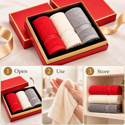 Carewellin Premium Towel Gift Set with 3 Soft Towels