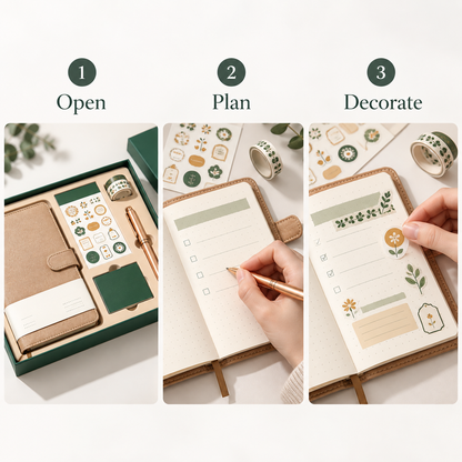 Carewellin Desk Planner Gift Set – Notebook & Decorative Stationery Collection