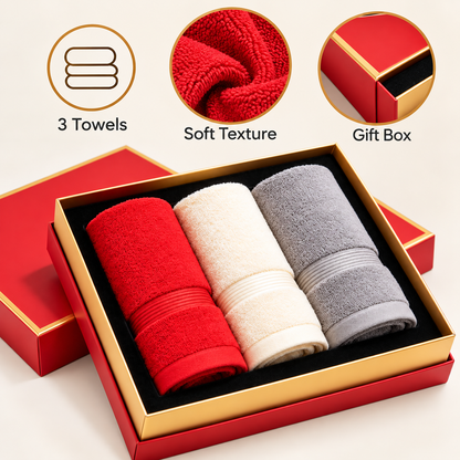 Carewellin Premium Towel Gift Set with 3 Soft Towels