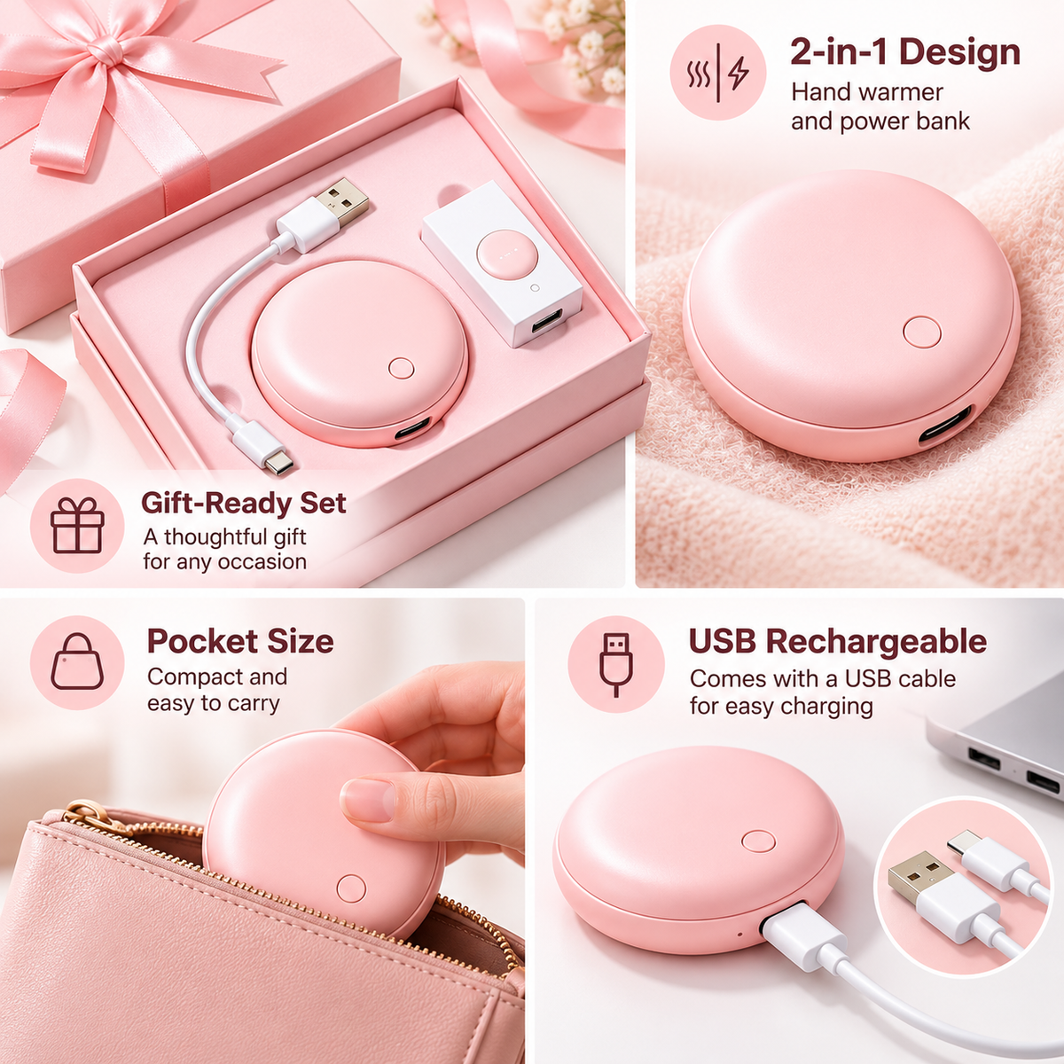 Carewellin 2-in-1 Hand Warmer & Power Bank Gift Set – Compact Rechargeable Gift
