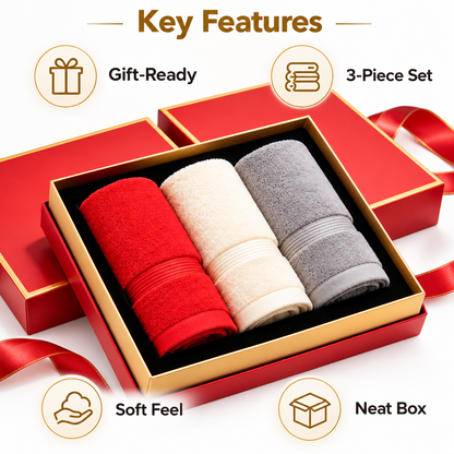Carewellin Premium Towel Gift Set with 3 Soft Towels