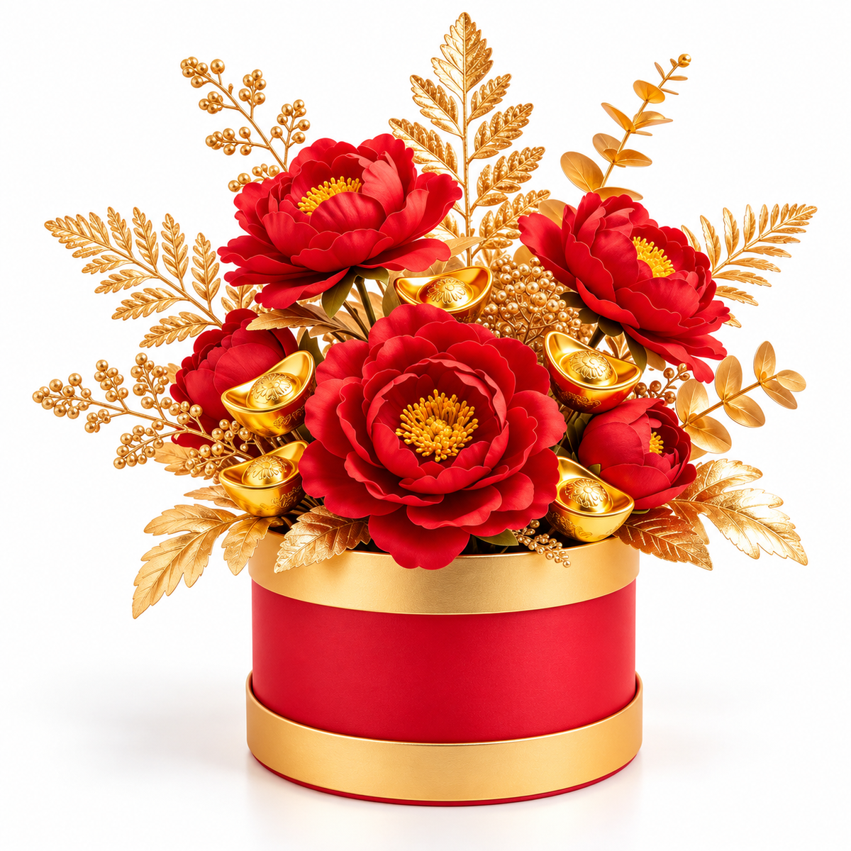 Carewellin Red Floral Gift Box Tabletop Decor