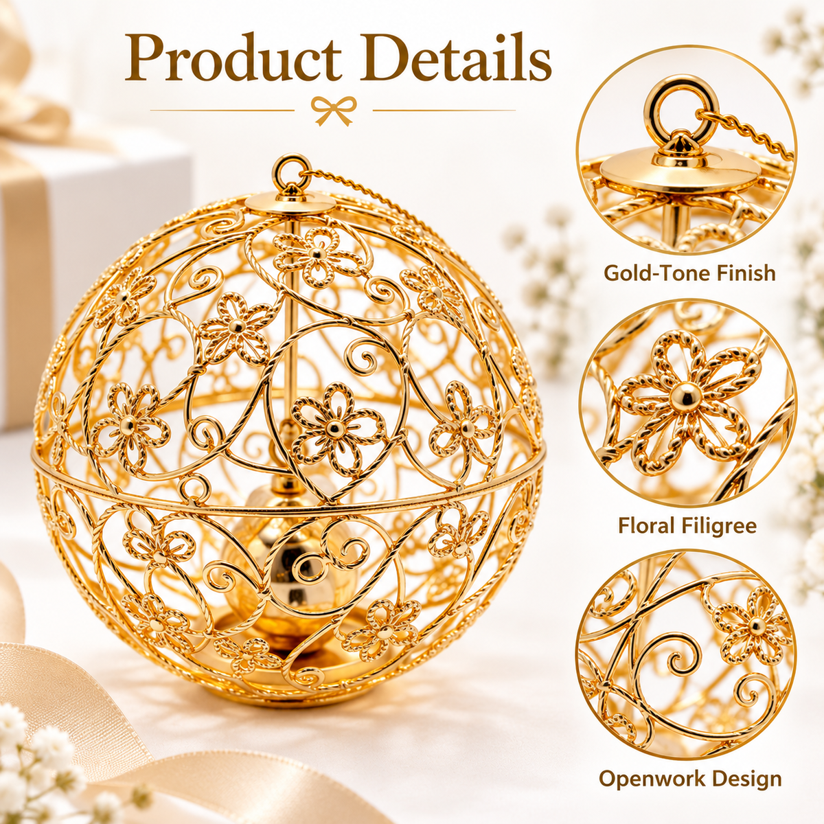 Carewellin Elegant Metal Floral Hanging Decor