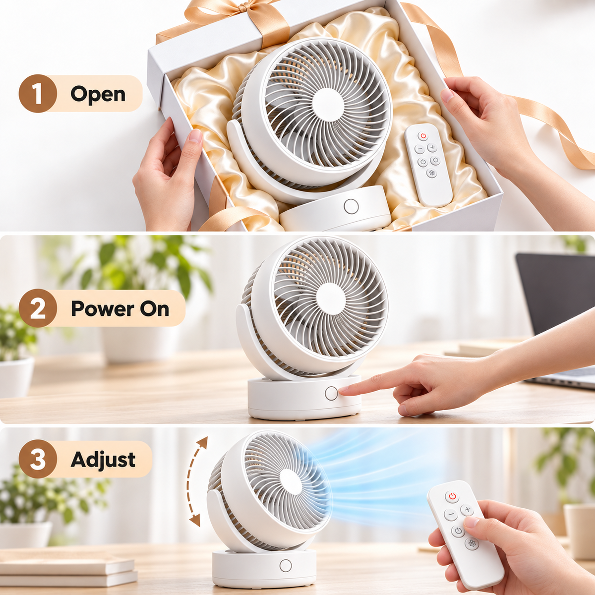 Carewellin Desktop Air Circulator Gift Set – Adjustable Fan with Remote Control
