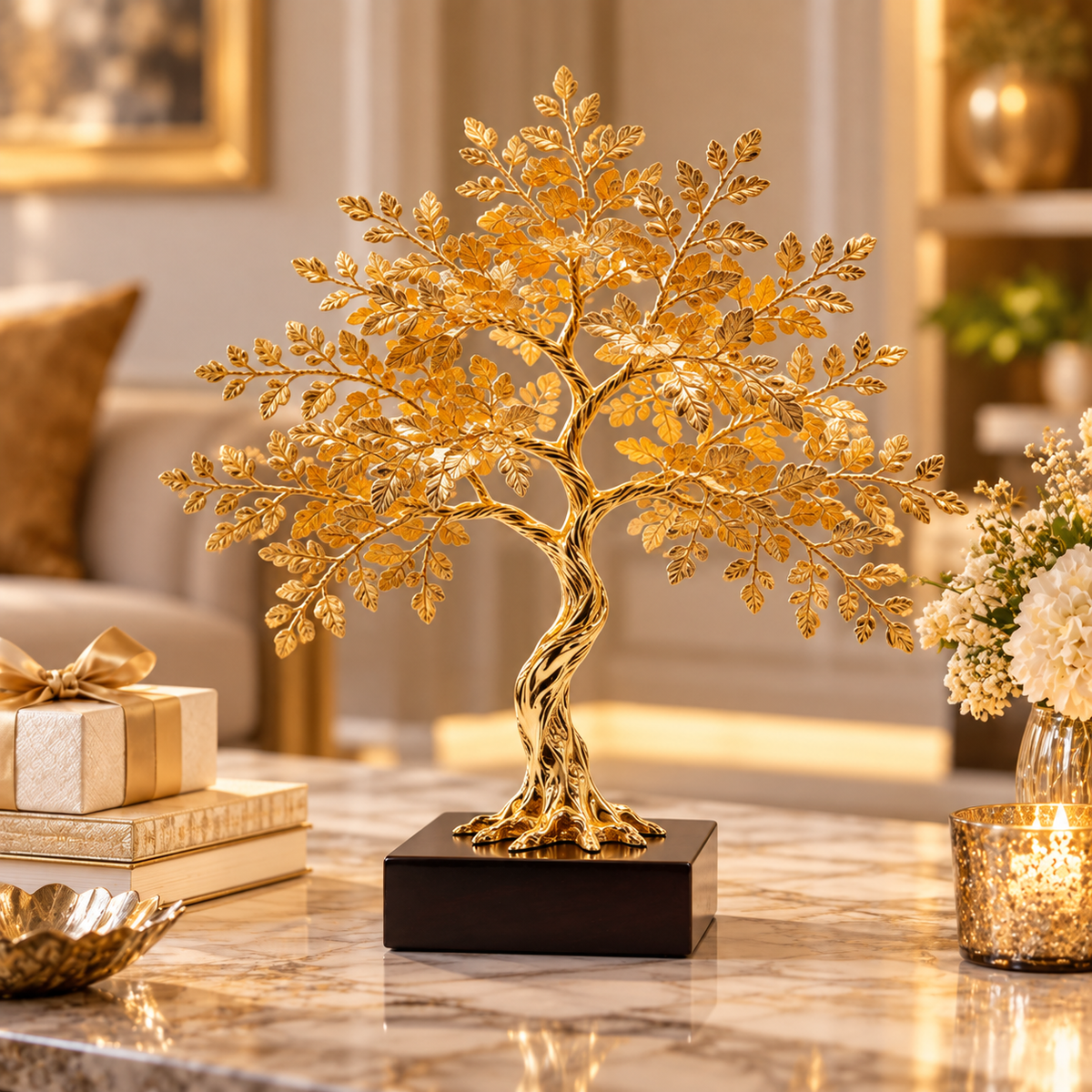 Carewellin Golden Tree Decorative Figurine