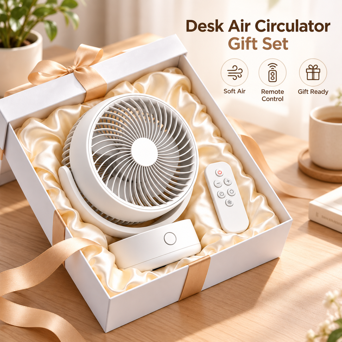 Carewellin Desktop Air Circulator Gift Set – Adjustable Fan with Remote Control
