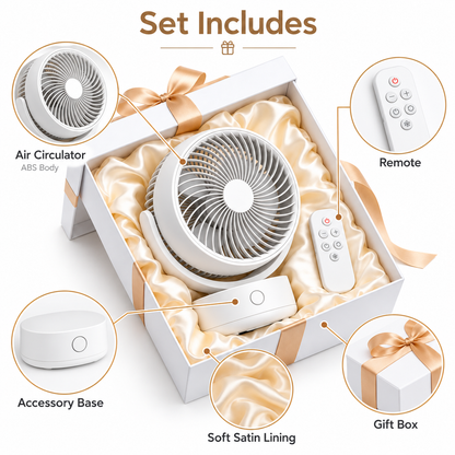 Carewellin Desktop Air Circulator Gift Set – Adjustable Fan with Remote Control