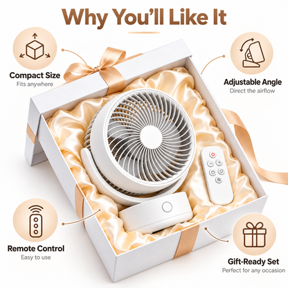 Carewellin Desktop Air Circulator Gift Set – Adjustable Fan with Remote Control