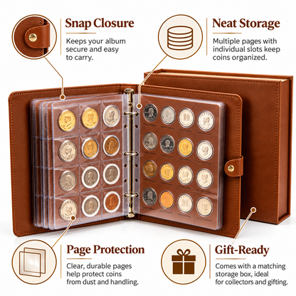 Carewellin Coin Collection Album Gift Set – Binder-Style Coin Storage Organizer
