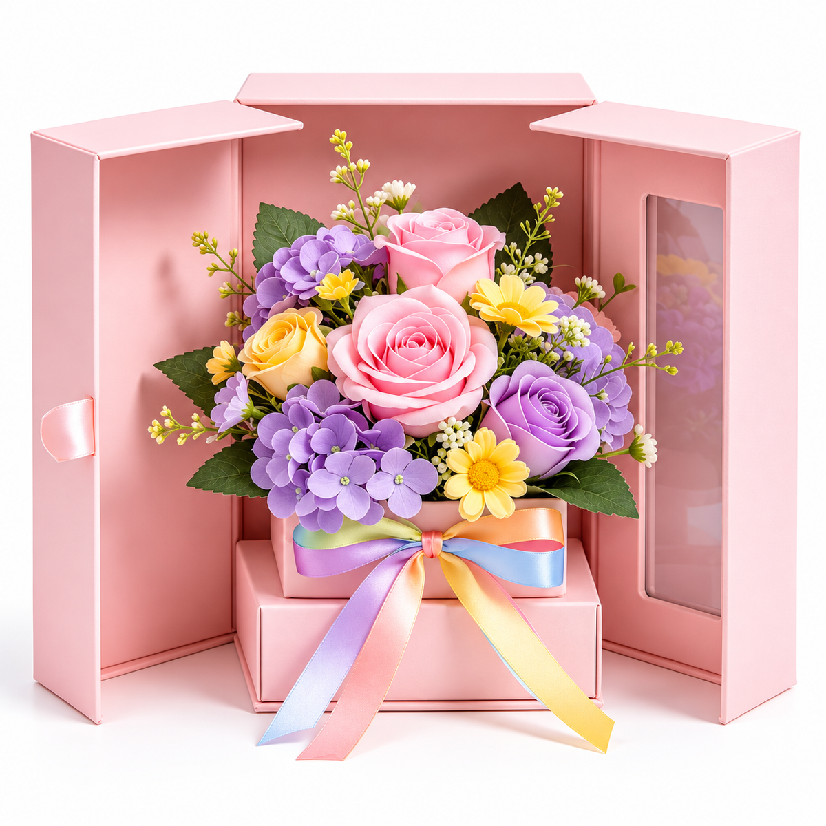 Carewellin Pastel Floral Gift Box Tabletop Decor