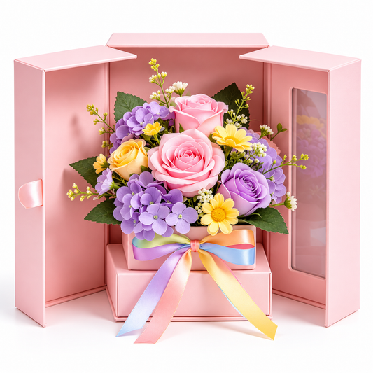 Carewellin Pastel Floral Gift Box Tabletop Decor