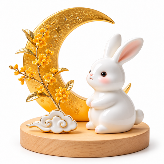 Carewellin Moon Rabbit Ceramic Decorative Figurine
