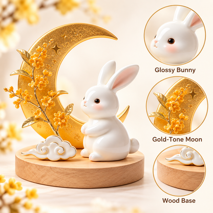Carewellin Moon Rabbit Ceramic Decorative Figurine