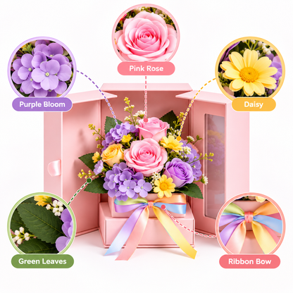 Carewellin Pastel Floral Gift Box Tabletop Decor