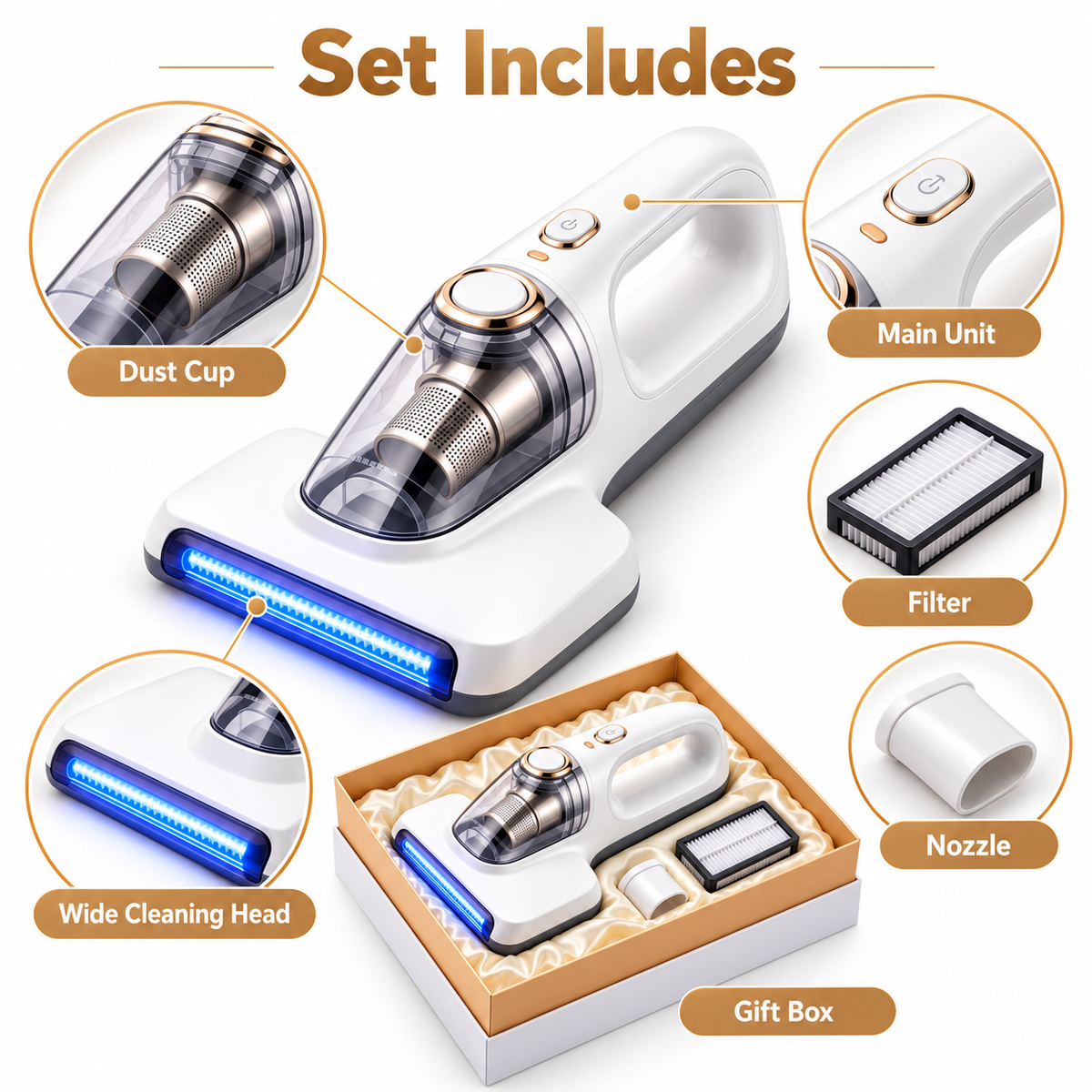 Carewellin Handheld Home Vacuum Gift Set – Compact Cleaner for Fabric Surfaces