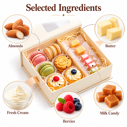 Carewellin Assorted Sweet Treat Gift Box – Macarons, Pastries & Candies for Sharing
