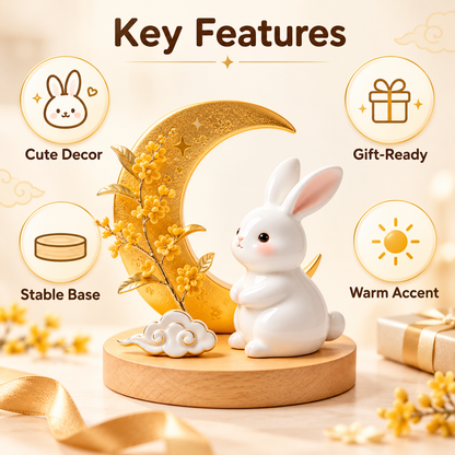 Carewellin Moon Rabbit Ceramic Decorative Figurine